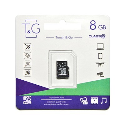 Карта памяти MicroSDHC 8GB Class 10 T&G (TG-8GBSDCL10-00)