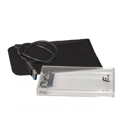 Купить ᐈ Кривой Рог ᐈ Низкая цена ᐈ Внешний карман Frime SATA HDD/SSD 2.5", USB 3.0, Plastic, Clear (FHE80.25U30)