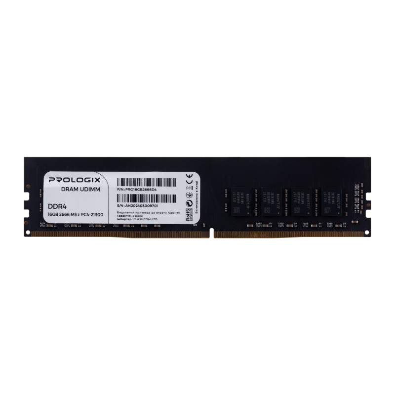 Купить ᐈ Кривой Рог ᐈ Низкая цена ᐈ Модуль памяти DDR4 16GB/2666 Prologix (PRO16GB2666D4)