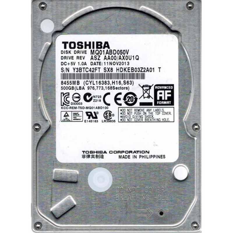 Купить ᐈ Кривой Рог ᐈ Низкая цена ᐈ Накопитель HDD 2.5" SATA  500GB Toshiba 5400rpm 8MB (MQ01ABD050V)