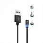 Кабель SkyDolphin S59KIT Magnetic USB - Lightning + microUSB + Type-C 1м, Black (USB-000547)