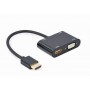 Адаптер Cablexpert HDMI - HDMI/VGA+Аудіо 3.5 мм, M/F, 0.15 м, чорний (A-HDMIM-HDMIFVGAF-01) коробка