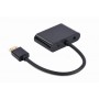 Адаптер Cablexpert HDMI - HDMI/VGA+Аудіо 3.5 мм, M/F, 0.15 м, чорний (A-HDMIM-HDMIFVGAF-01) коробка