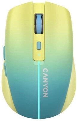 Купить ᐈ Кривой Рог ᐈ Низкая цена ᐈ Мышь беспроводная Canyon MW-44 LED Rechargeable Wireless/Bluetooth Yellow Blue (CNS-CMSW44UA
