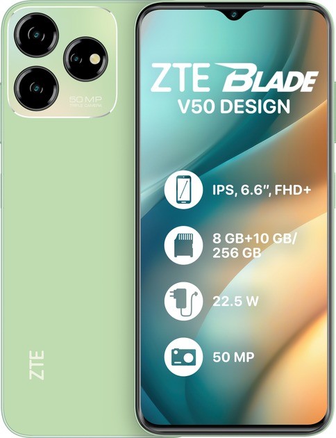 Купить ᐈ Кривой Рог ᐈ Низкая цена ᐈ Смартфон ZTE Blade V50 Design 8/256GB Dual Sim Green; 6.6" (2408x1080) IPS / Unisoc T606 / О