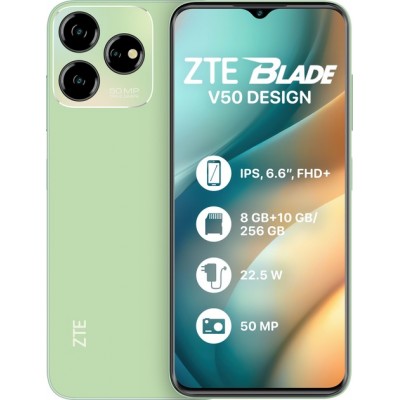 Купить ᐈ Кривой Рог ᐈ Низкая цена ᐈ Смартфон ZTE Blade V50 Design 8/256GB Dual Sim Green; 6.6" (2408x1080) IPS / Unisoc T606 / О