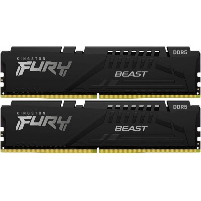 Купить ᐈ Кривой Рог ᐈ Низкая цена ᐈ Модуль памяти DDR5 2x32GB/6400 Kingston Fury Beast Black (KF564C32BBK2-64)