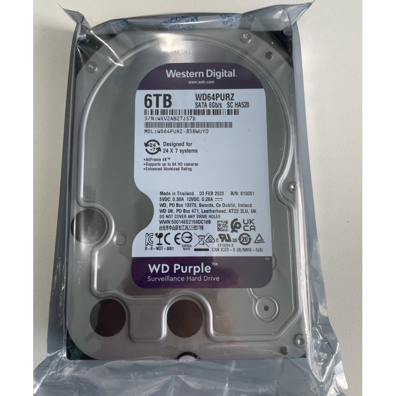 Купить ᐈ Кривой Рог ᐈ Низкая цена ᐈ Накопитель HDD SATA 6.0TB WD Purple 5400rpm 256MB (WD64PURZ)