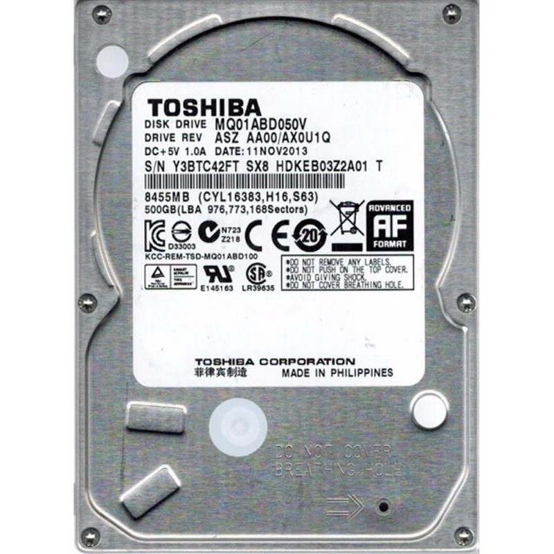 Купить ᐈ Кривой Рог ᐈ Низкая цена ᐈ Накопитель HDD 2.5" SATA  500GB Toshiba 5400rpm 8MB (MQ01ABD050V) Refurbished
