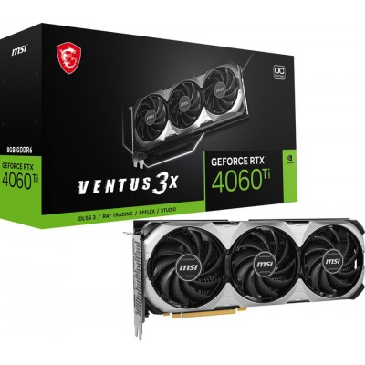 Відеокарта GF RTX 4060 Ti 8GB GDDR6 Ventus 3X E OC MSI (GeForce RTX 4060 TI VENTUS 3X E 8G OC)