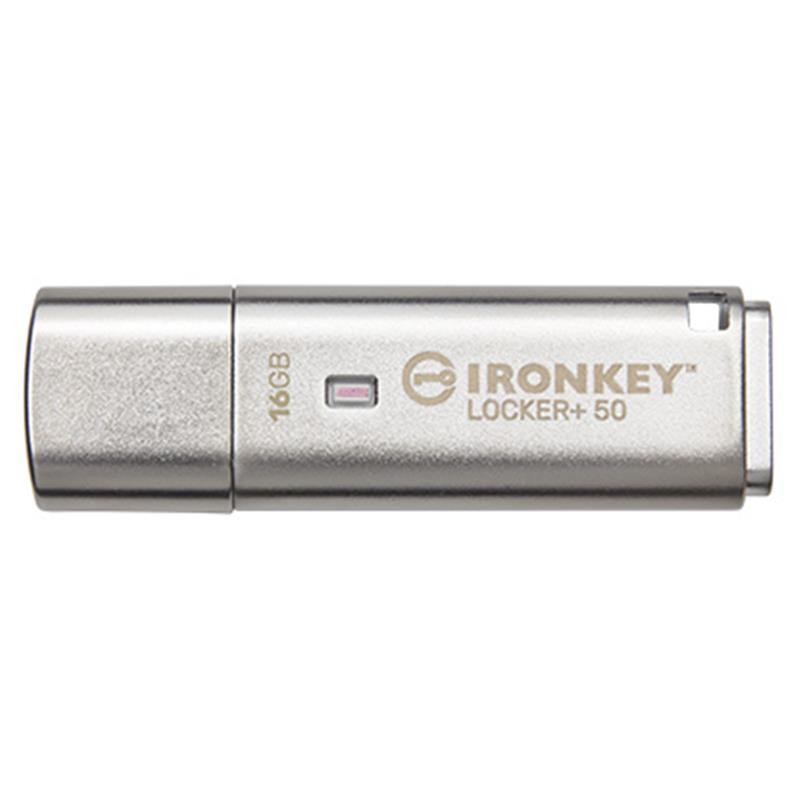 Купить ᐈ Кривой Рог ᐈ Низкая цена ᐈ Флеш-накопитель USB3.2 16GB Kingston IronKey Locker+ 50 (IKLP50/16GB)