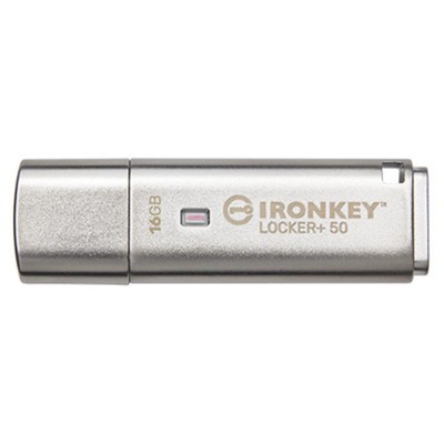 Купить ᐈ Кривой Рог ᐈ Низкая цена ᐈ Флеш-накопитель USB3.2 16GB Kingston IronKey Locker+ 50 (IKLP50/16GB)