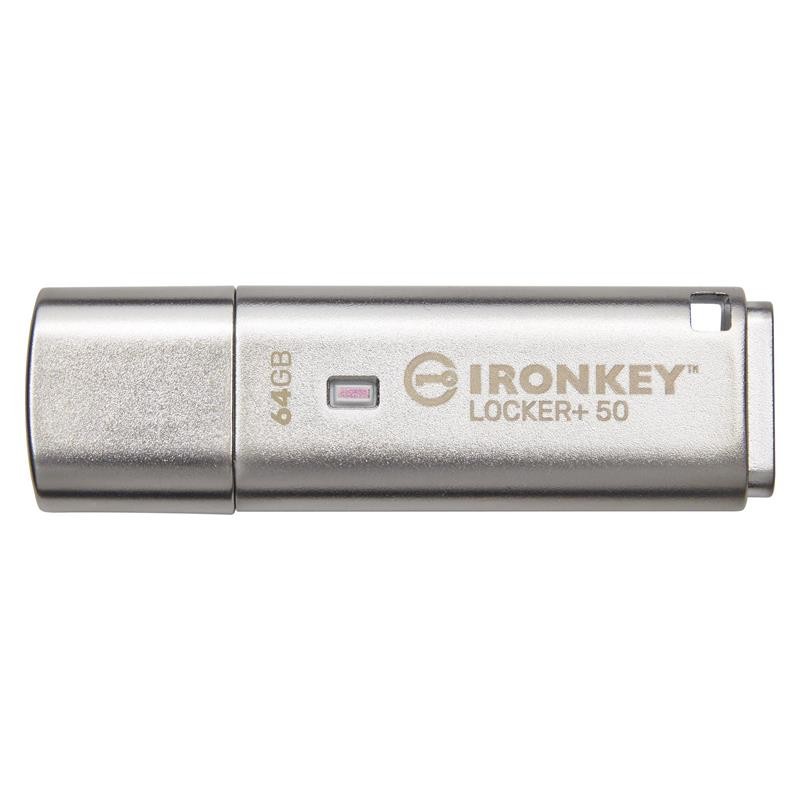 Купить ᐈ Кривой Рог ᐈ Низкая цена ᐈ Флеш-накопитель USB3.2 64GB Kingston IronKey Locker+ 50 (IKLP50/64GB)