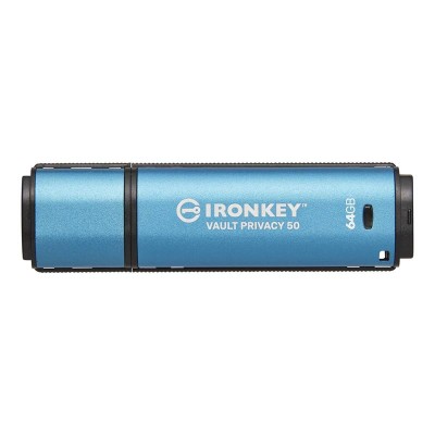 Купить ᐈ Кривой Рог ᐈ Низкая цена ᐈ Флеш-накопитель USB3.2 64GB Kingston IronKey Vault Privacy 50 Type-A Blue (IKVP50/64GB)
