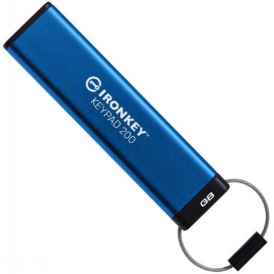 Купить ᐈ Кривой Рог ᐈ Низкая цена ᐈ Флеш-накопитель USB3.2 128GB Kingston IronKey Keypad 200 Type-A Blue (IKKP200/128GB)