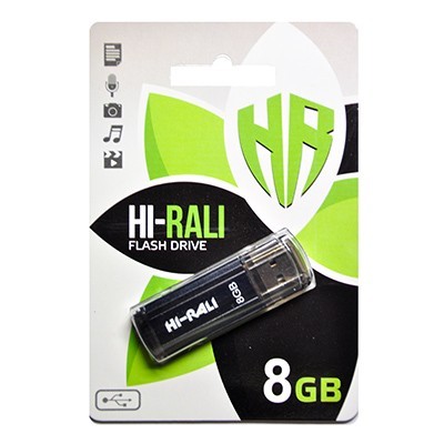 Купить ᐈ Кривой Рог ᐈ Низкая цена ᐈ Флеш-накопитель USB 8GB Hi-Rali Stark Series Black (HI-8GBSTBK)
