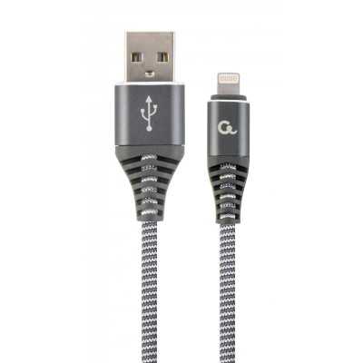 Кабель Cablexpert (CC-USB2B-AMLM-1M-WB2) USB 2.0 A - Lightning, преміум, 1м, сірий