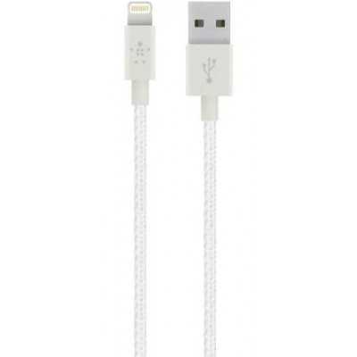 Купить ᐈ Кривой Рог ᐈ Низкая цена ᐈ Кабель Belkin Mixit Metallic USB-Lightning, 1.2 м White (F8J144-04-WHTTM)