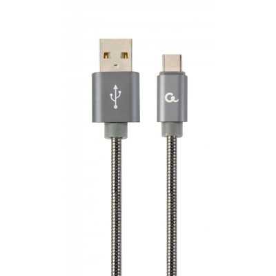 Кабель Cablexpert (CC-USB2S-AMCM-2M-BG) USB 2.0 A - USB Type-C, преміум, 2м, сірий
