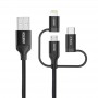 Кабель Choetech USB - Lightning + microUSB + USB-C, 1.2м (IP0030-BK) Купить Кривой Рог