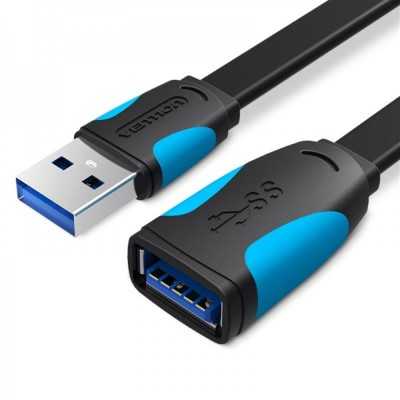 Купить ᐈ Кривой Рог ᐈ Низкая цена ᐈ Удлинитель Vention Flat USB - USB (M/F), 3 м, Black (VAS-A13-B300)