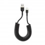 Кабель ColorWay USB-USB Type-C, spiral, 2.4А, 1м, Black (CW-CBUC051-BK)