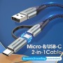 Кабель Vention USB - micro USB + USB Type-C (M/M), 1 м, Black (CQEHF)