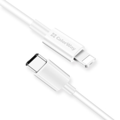 Кабель ColorWay USB Type-C - Lightning (M/M), 3.0 А, 1 м, White (CW-CBPDCL032-WH)