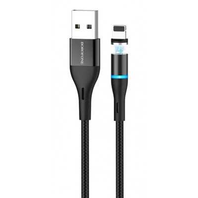 Купить ᐈ Кривой Рог ᐈ Низкая цена ᐈ Кабель Borofone BU16 USB - Lightning, 1.2 м, магнитный, Black (BU16LB)