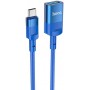 Купить ᐈ Кривой Рог ᐈ Низкая цена ᐈ Кабель Hoco U107 USB Type-C - USB V 3.0 (M/F), 1.2 м, синий (U107CU3BL)