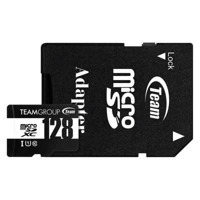 Купить ᐈ Кривой Рог ᐈ Низкая цена ᐈ Карта памяти MicroSDHC 128GB UHS-I Class 10 Team Black + SD-adapter (TUSDX128GCL10U03)