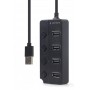 Купить ᐈ Кривой Рог ᐈ Низкая цена ᐈ Концентратор USB 2.0 Gembird 4хUSB2.0, с выключателями, пластик, Black (UHB-U2P4P-01)