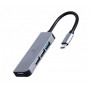 Купить ᐈ Кривой Рог ᐈ Низкая цена ᐈ Концентратор USB Type-C Cablexpert 1хUSB3.0, 3хUSB2.0, металл, Grey (UHB-CM-U3P1U2P3-01)