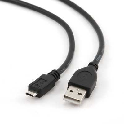 Купить ᐈ Кривой Рог ᐈ Низкая цена ᐈ Кабель Cablexpert USB - micro USB V 2.0 (M/M), 1 м, черный (CCP-mUSB2-AMBM-1M)