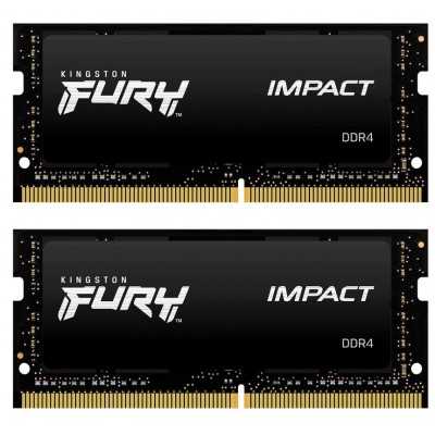 Купить ᐈ Кривой Рог ᐈ Низкая цена ᐈ Модуль памяти SO-DIMM 2x8GB/3200 DDR4 Kingston Fury Impact (KF432S20IBK2/16)