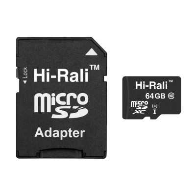 Купить ᐈ Кривой Рог ᐈ Низкая цена ᐈ Карта памяти MicroSDXC 64GB UHS-I/U3 Class 10 Hi-Rali + SD-adapter (HI-64GBSDU3CL10-01)