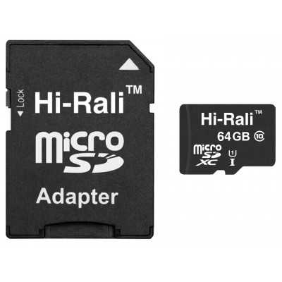 Купить ᐈ Кривой Рог ᐈ Низкая цена ᐈ Карта памяти MicroSDXC 64GB Class 10 Hi-Rali + SD-adapter (HI-64GBSDCL10-01)