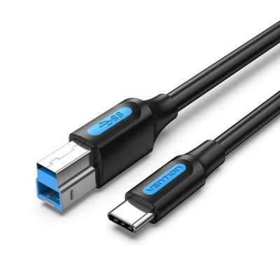 Купить ᐈ Кривой Рог ᐈ Низкая цена ᐈ Кабель для принтера Vention USB Type-C - USB Type-B (M/M), 0.5 м, Black (CQVBD)