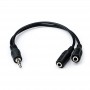 Купить ᐈ Кривой Рог ᐈ Низкая цена ᐈ Аудио-кабель Atcom 3.5 мм - 2х3.5 мм (M/F), 0.1 м, черный (16850) пакет 