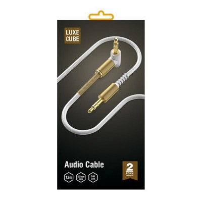 Купить ᐈ Кривой Рог ᐈ Низкая цена ᐈ Аудио-кабель Luxe Cube 3.5 мм - 3.5 мм (M/M), 1.2 м, белый (7775557575679)