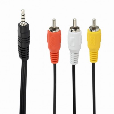 Купить ᐈ Кривой Рог ᐈ Низкая цена ᐈ Аудио-кабель Cablexpert 3.5 мм - 3хRCA (M/M), 2 м, черный (CCA-4P2R-2M)