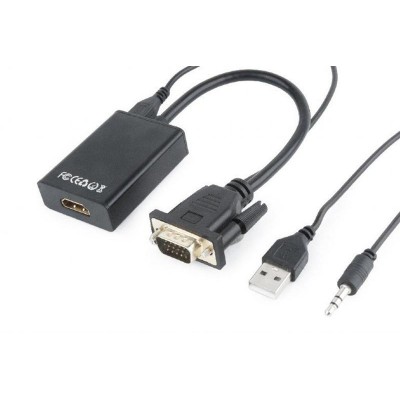 Купить ᐈ Кривой Рог ᐈ Низкая цена ᐈ Адаптер Cablexpert HDMI - VGA (F/M), 0.15 м, Black (A-VGA-HDMI-01)