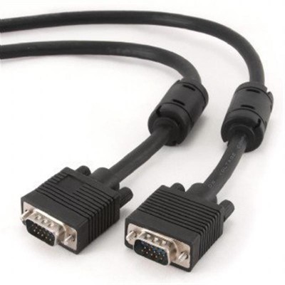 Купить ᐈ Кривой Рог ᐈ Низкая цена ᐈ Кабель Cablexpert VGA - VGA (M/M), HD15, с 2-мя фер. кольцами, черный, 5 м (CC-PPVGA-5M-B) п