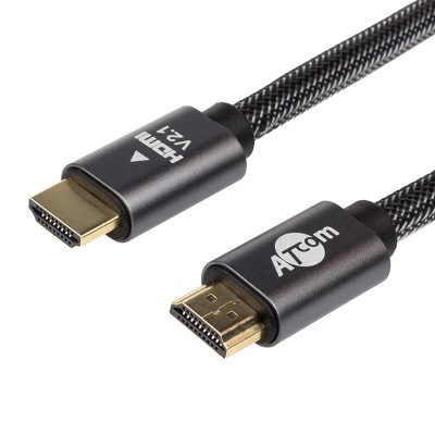 Купить ᐈ Кривой Рог ᐈ Низкая цена ᐈ Кабель Atcom Premium HDMI - HDMI V 2.1 (M/M), 30 м, Black (AT23730) пакет