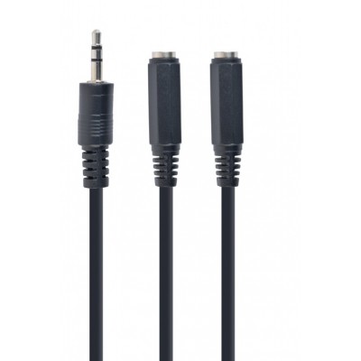 Купить ᐈ Кривой Рог ᐈ Низкая цена ᐈ Аудио-кабель Cablexpert 3.5 мм - 2х3.5 мм (M/F), 0.1 м, черный (CCA-415-0.1M)