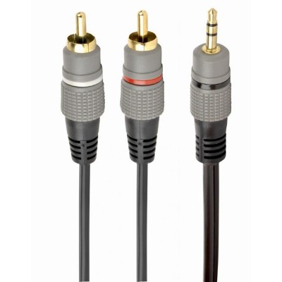 Купить ᐈ Кривой Рог ᐈ Низкая цена ᐈ Аудио-кабель Cablexpert 2хRCA - 3.5 мм (M/M), 2.5 м, черный (CCA-352-2.5M)