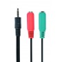 Купить ᐈ Кривой Рог ᐈ Низкая цена ᐈ Аудио-кабель Cablexpert 3.5 мм - 2х3.5 мм (M/F), 0.2 м, Black (CCA-417) 