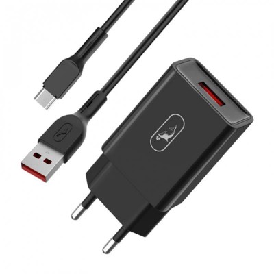 Купить ᐈ Кривой Рог ᐈ Низкая цена ᐈ Зарядное устройство SkyDolphin SC36V (1USB, 2.4A) Black (MZP-000176) + кабель microUSB