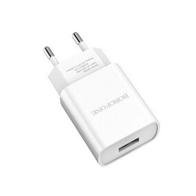 Купить ᐈ Кривой Рог ᐈ Низкая цена ᐈ Зарядное устройство Borofone BA20A Sharp Single USB 2.1A White (BA20AMW) + кабель MicroUSB