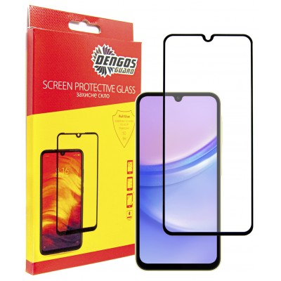 Купить ᐈ Кривой Рог ᐈ Низкая цена ᐈ Защитное стекло Dengos для Samsung Galaxy A15 4G SM-A155 Black Full Glue (TGFG-335)